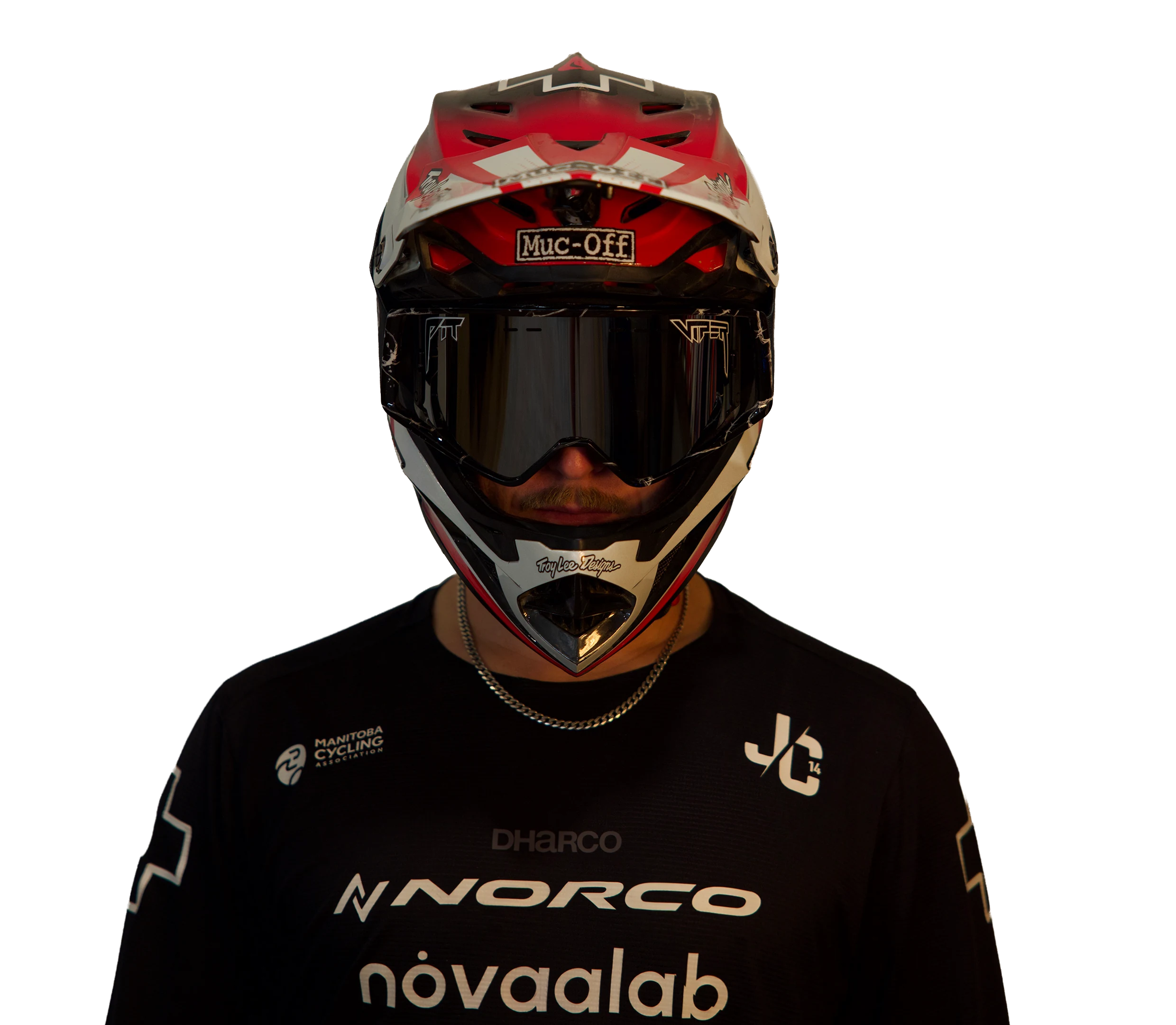 Jason Connor in his race helmet and goggles